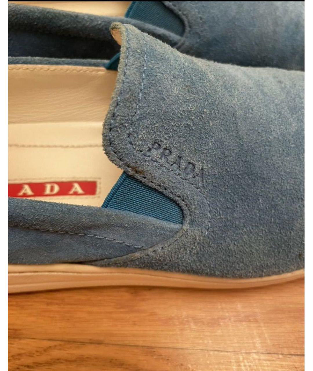 PRADA Бирюзовые замшевые слипоны, фото 4