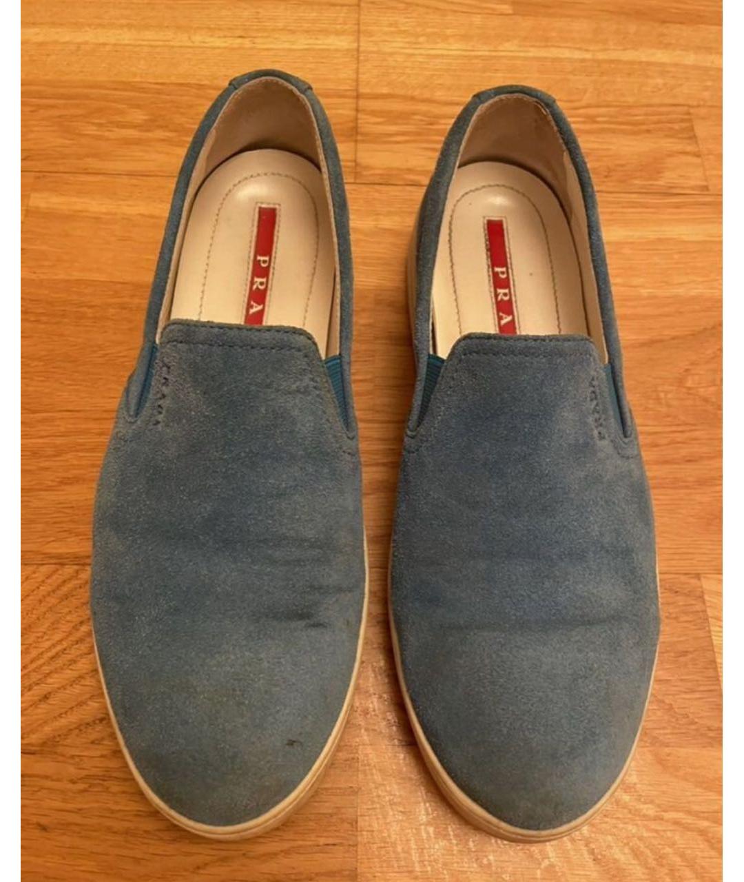 PRADA Бирюзовые замшевые слипоны, фото 6