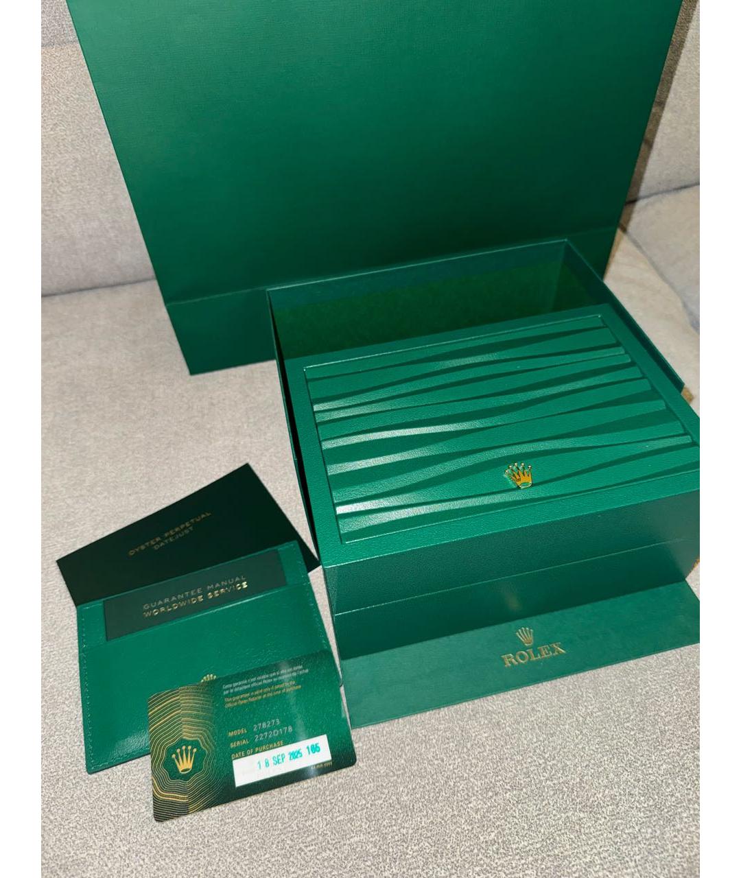 ROLEX Зеленые часы из розового золота, фото 5