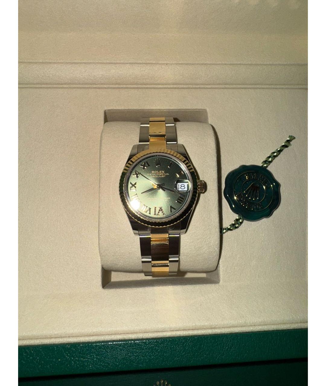 ROLEX Зеленые часы из розового золота, фото 2