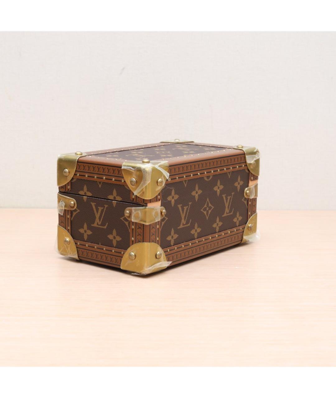 LOUIS VUITTON Коричневая кожаная косметичка, фото 6