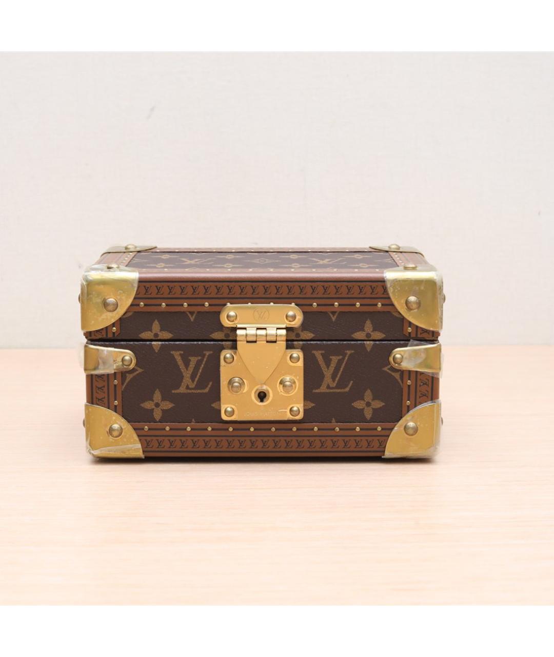 LOUIS VUITTON Коричневая кожаная косметичка, фото 3