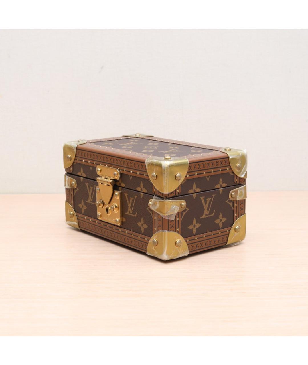 LOUIS VUITTON Коричневая кожаная косметичка, фото 4