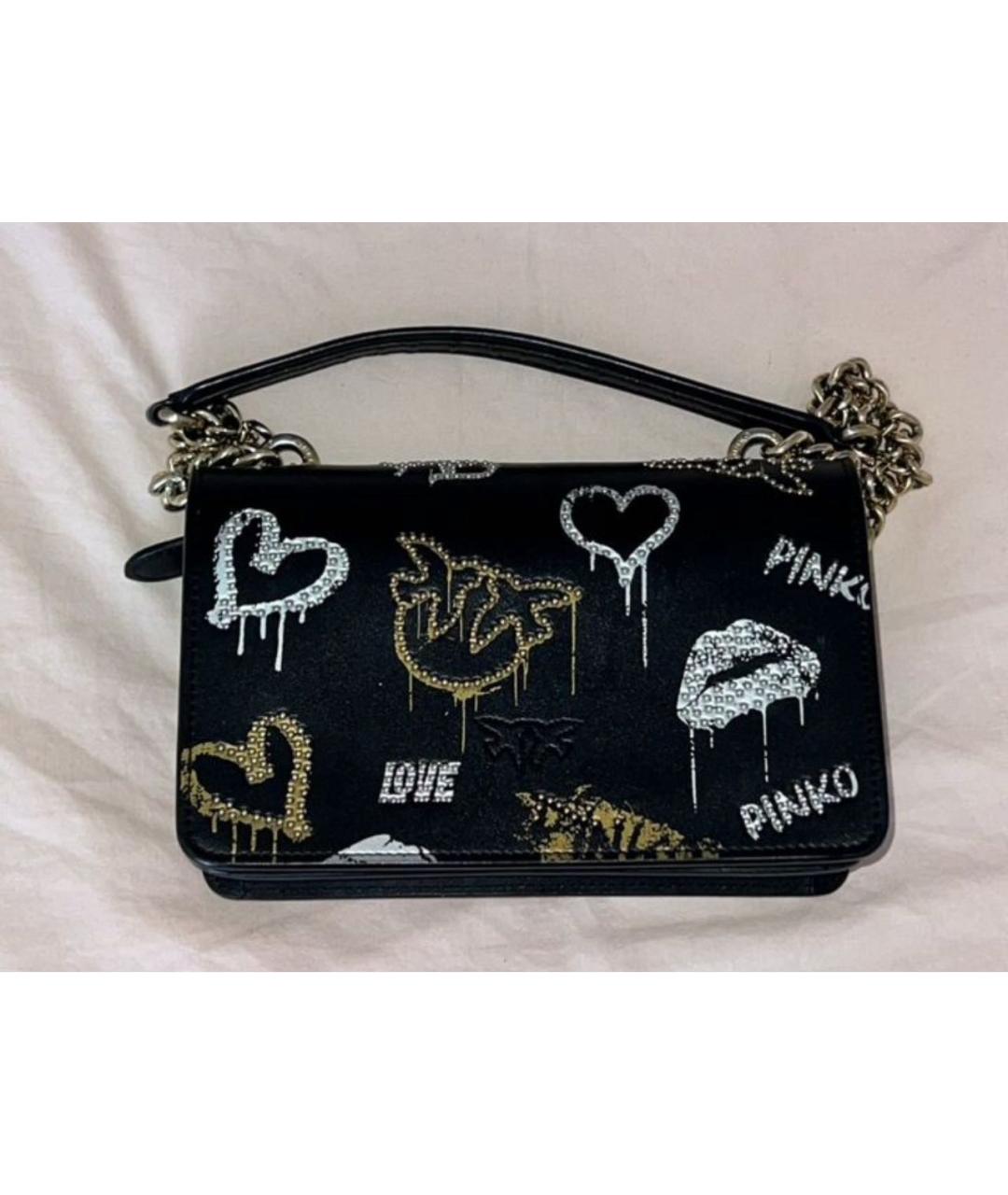 PINKO Черная кожаная сумка через плечо, фото 2