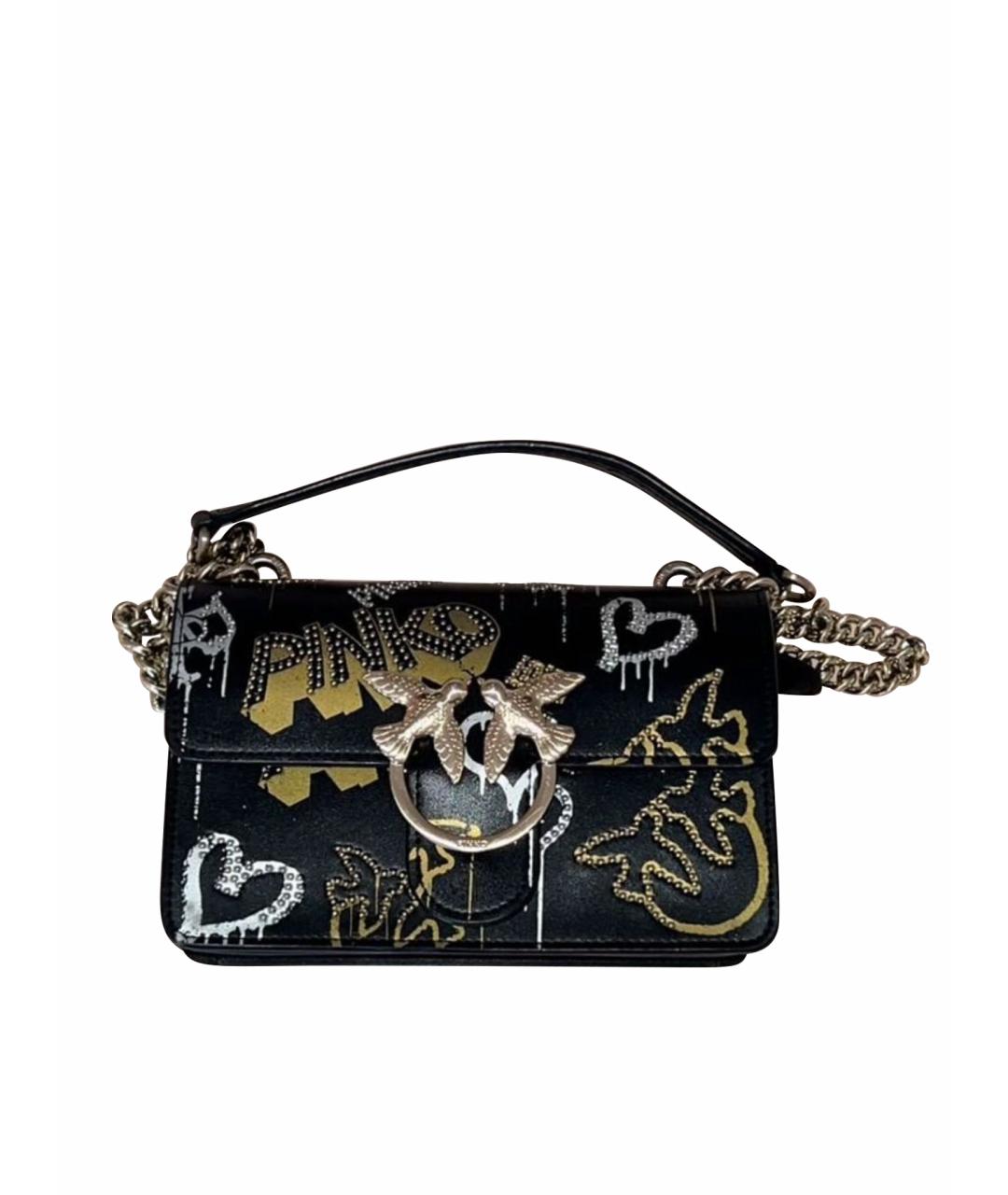 PINKO Черная кожаная сумка через плечо, фото 1