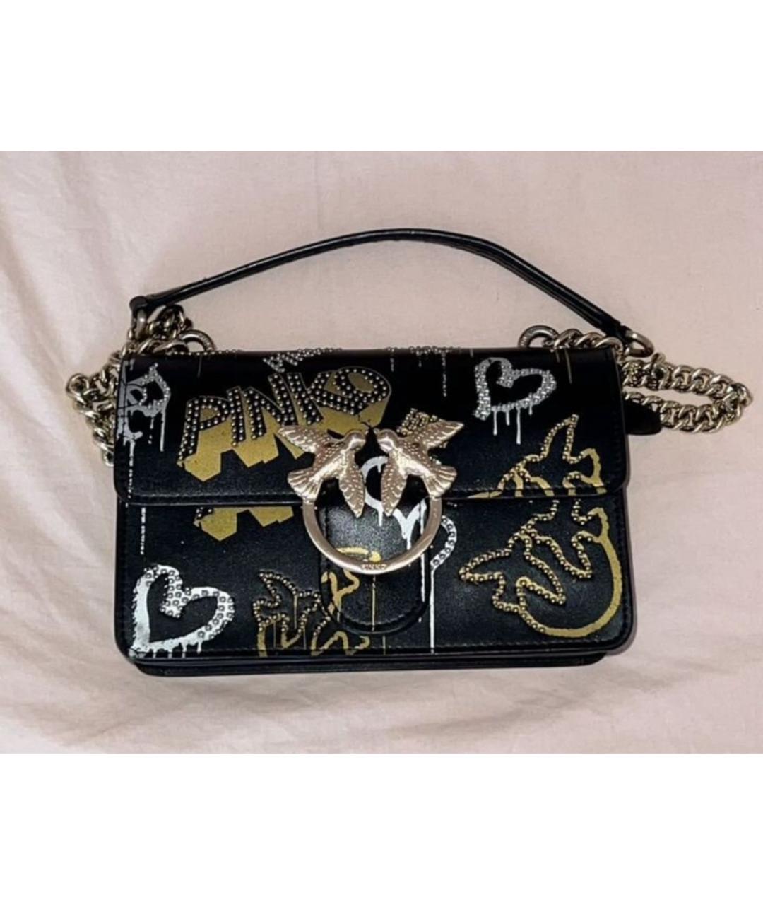 PINKO Черная кожаная сумка через плечо, фото 5