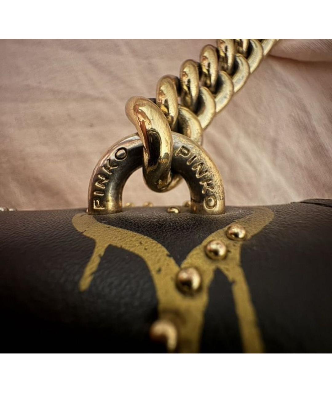PINKO Черная кожаная сумка через плечо, фото 4