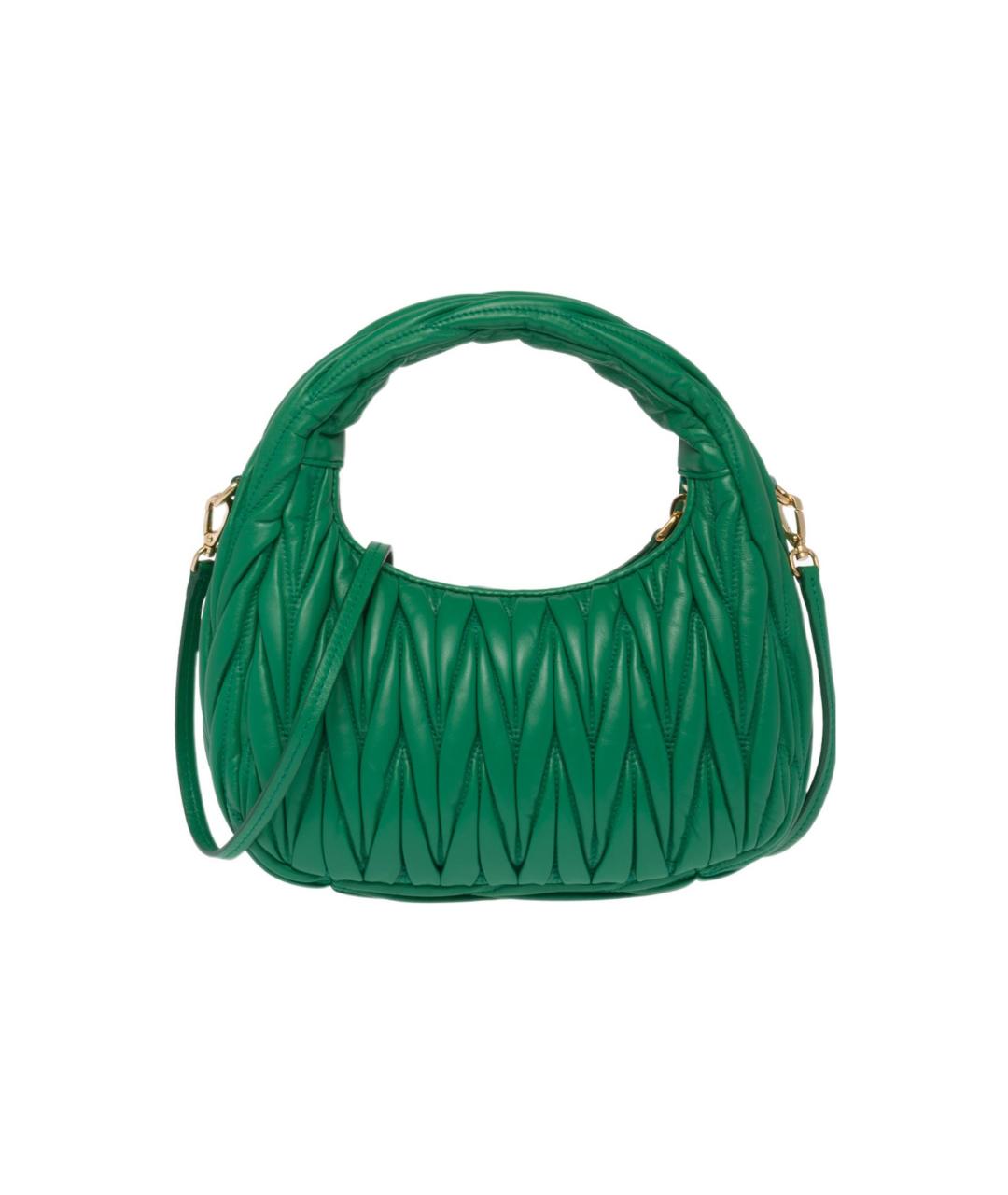 MIU MIU Зеленая кожаная сумка через плечо, фото 3