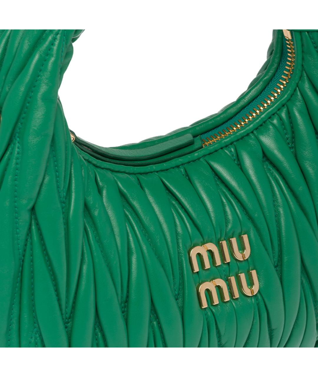 MIU MIU Зеленая кожаная сумка через плечо, фото 5