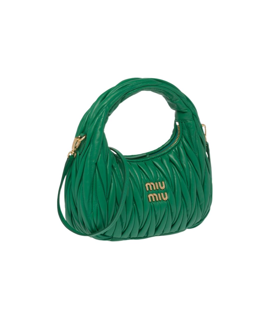 MIU MIU Зеленая кожаная сумка через плечо, фото 2