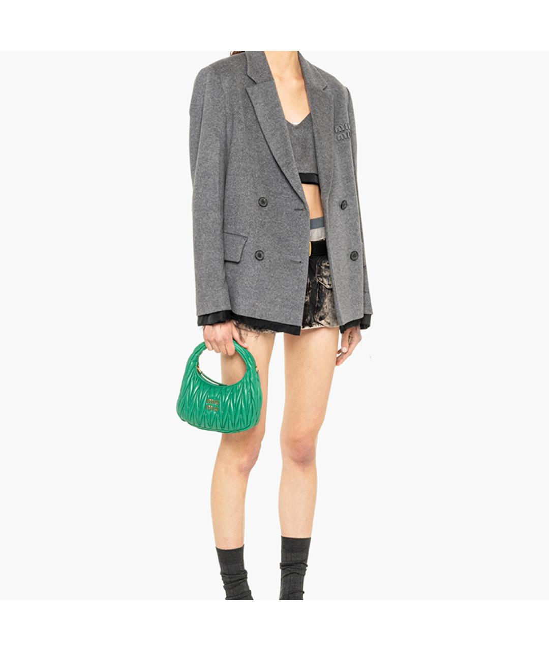 MIU MIU Зеленая кожаная сумка через плечо, фото 7