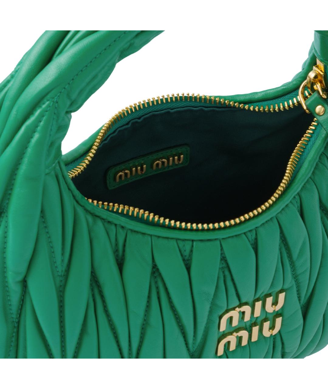 MIU MIU Зеленая кожаная сумка через плечо, фото 4
