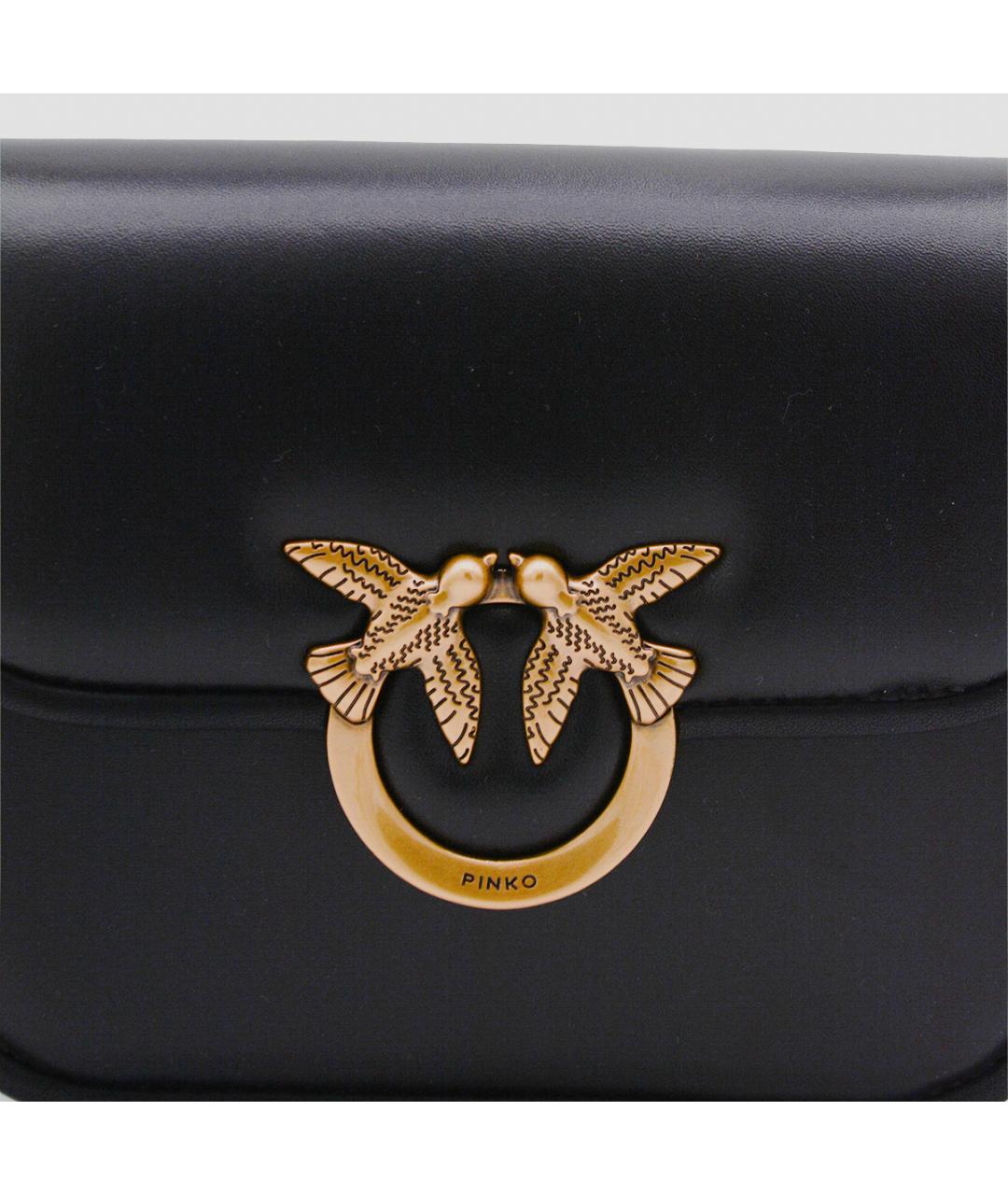 PINKO Черная кожаная сумка через плечо, фото 4