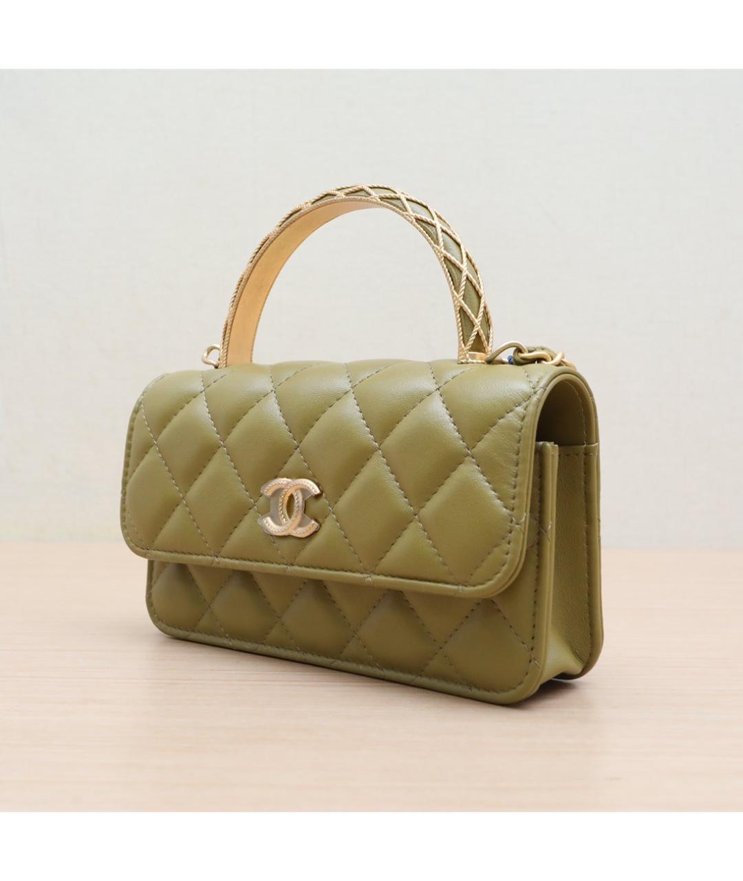 CHANEL Зеленая кожаная сумка через плечо, фото 8