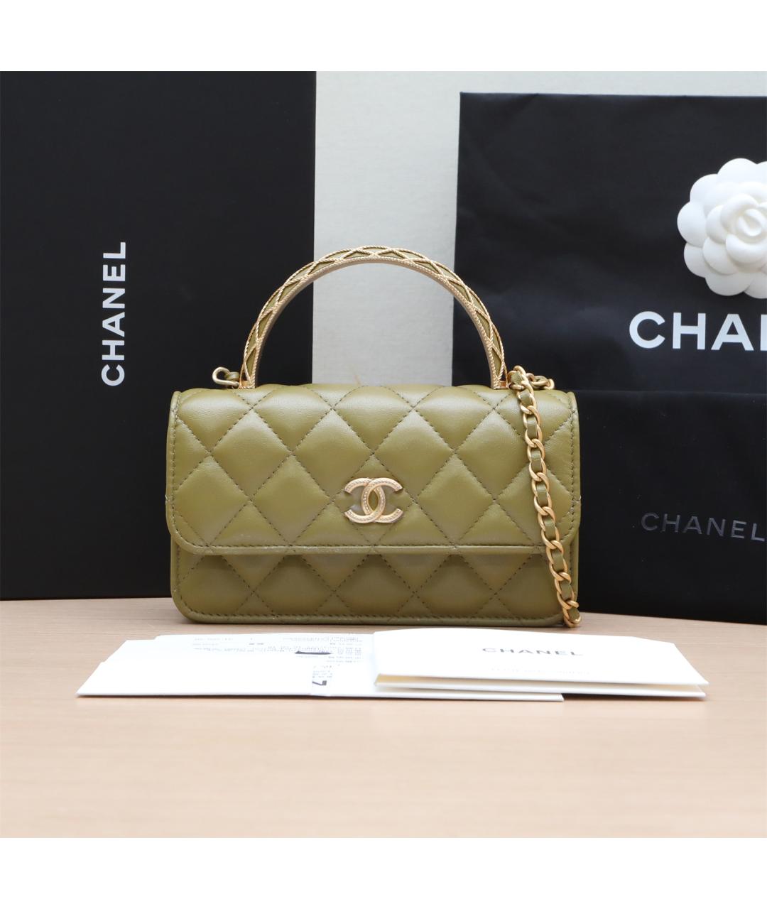 CHANEL Зеленая кожаная сумка через плечо, фото 6