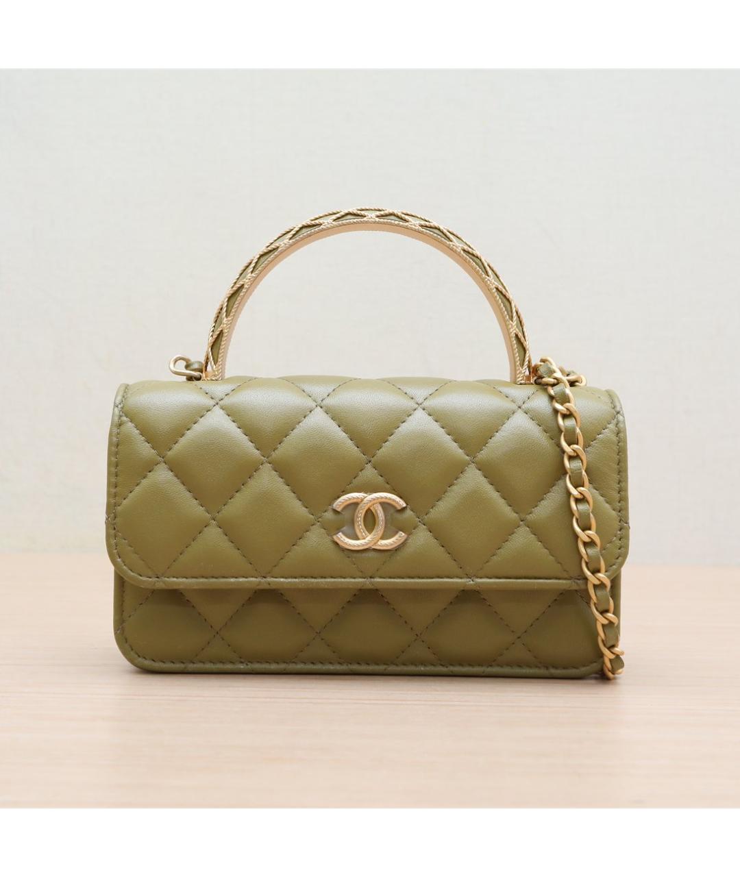 CHANEL Зеленая кожаная сумка через плечо, фото 7