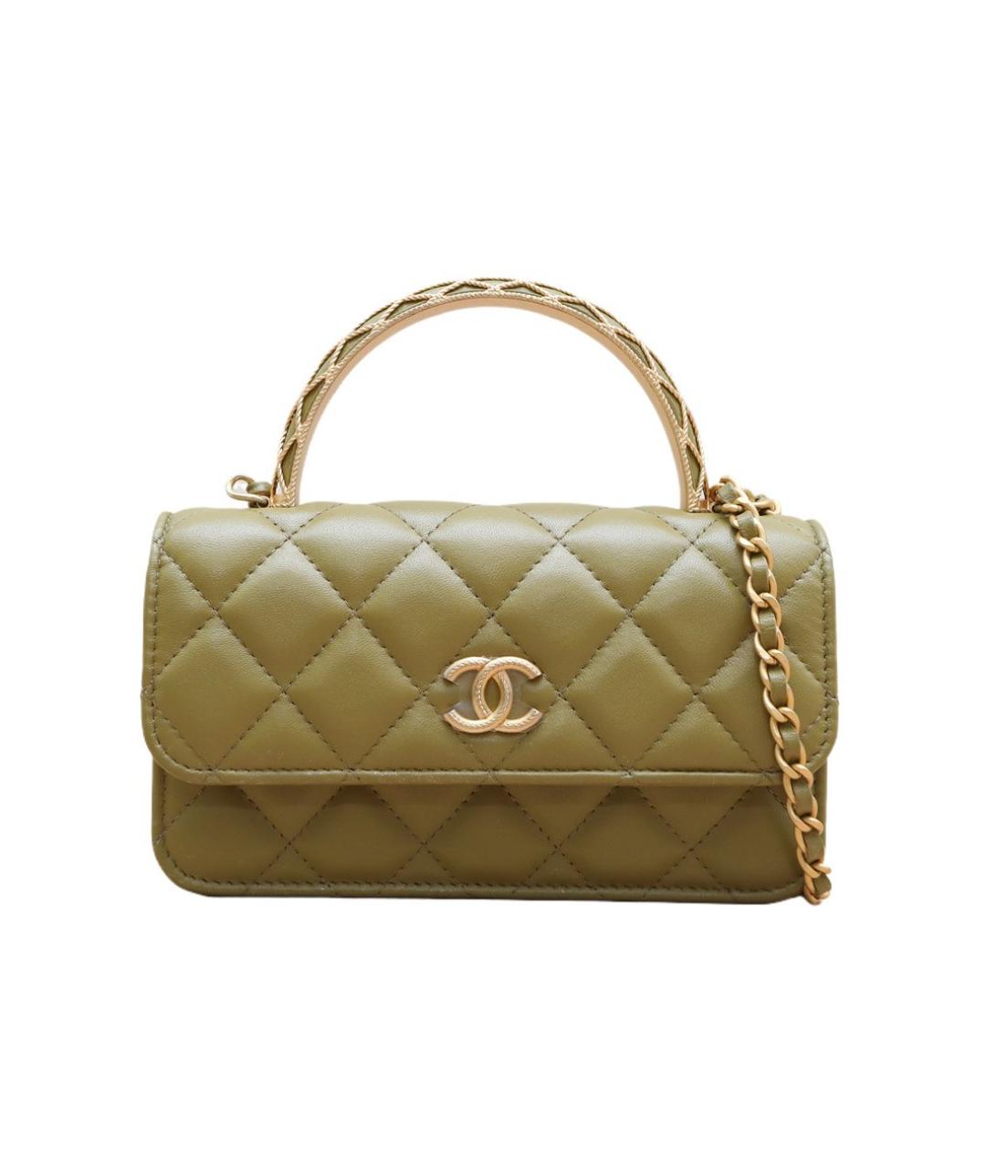 CHANEL Зеленая кожаная сумка через плечо, фото 1