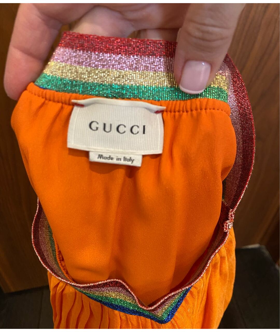 GUCCI KIDS Оранжевая шелковая юбка, фото 4