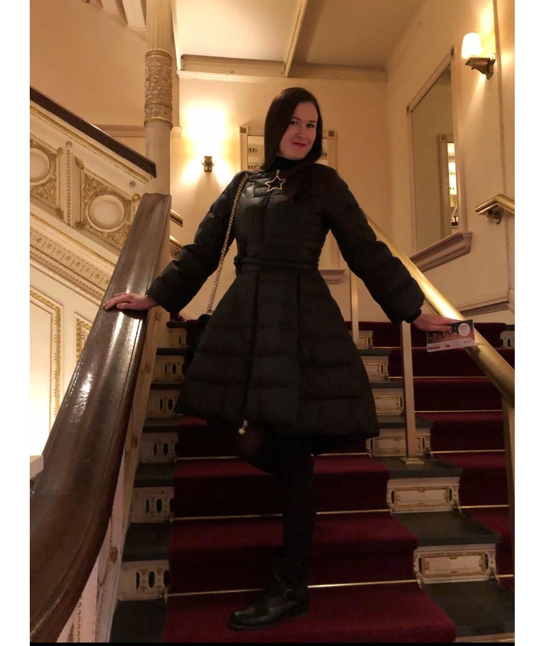 ELISABETTA FRANCHI Черное полиамидовое пальто, фото 8