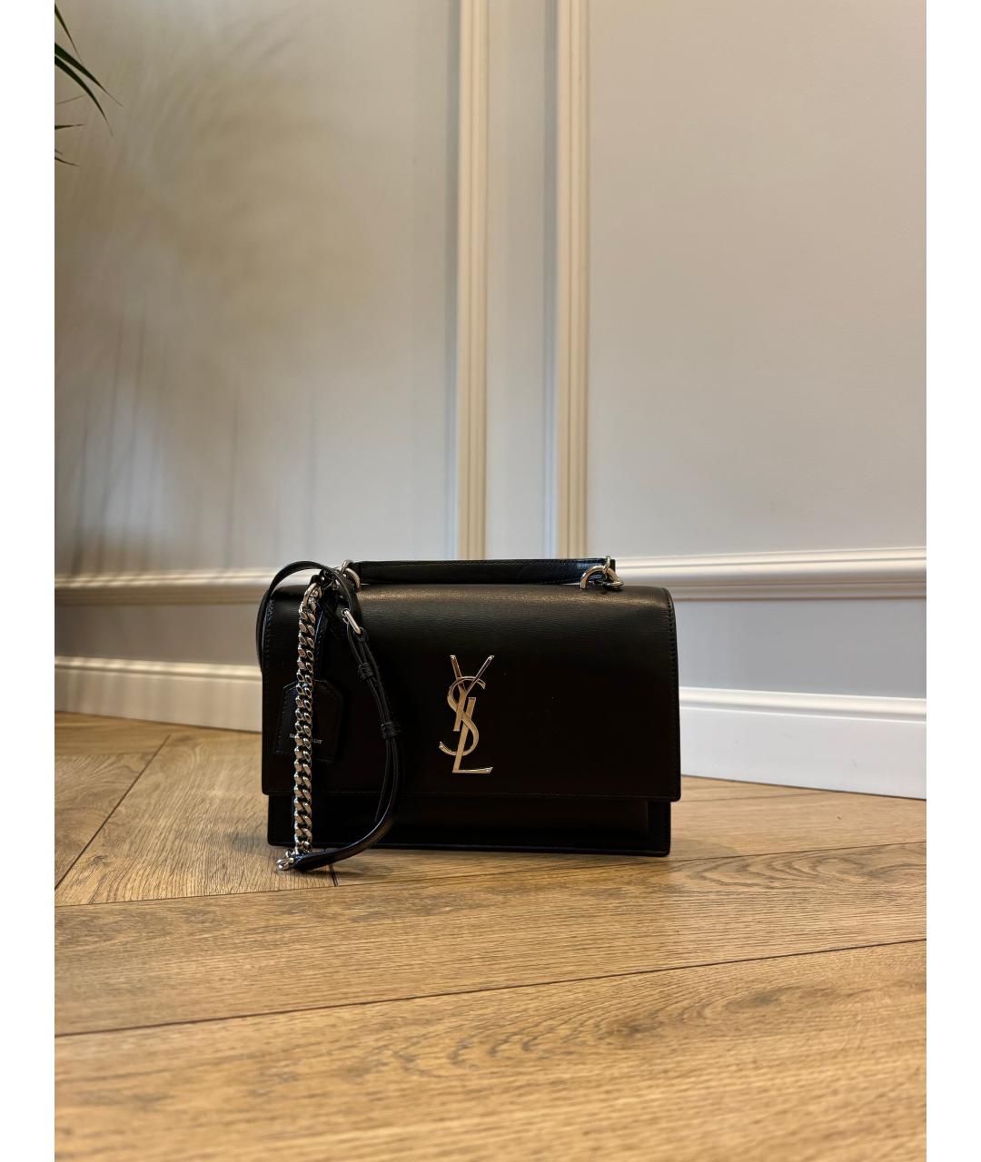 SAINT LAURENT Черная кожаная сумка через плечо, фото 8