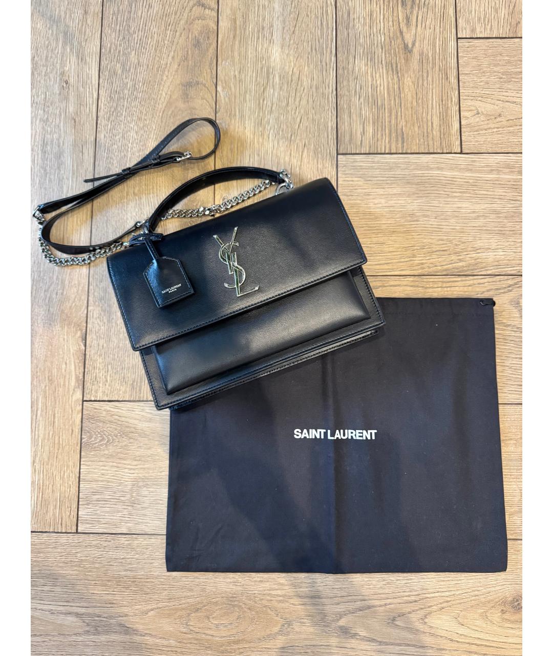 SAINT LAURENT Черная кожаная сумка через плечо, фото 4
