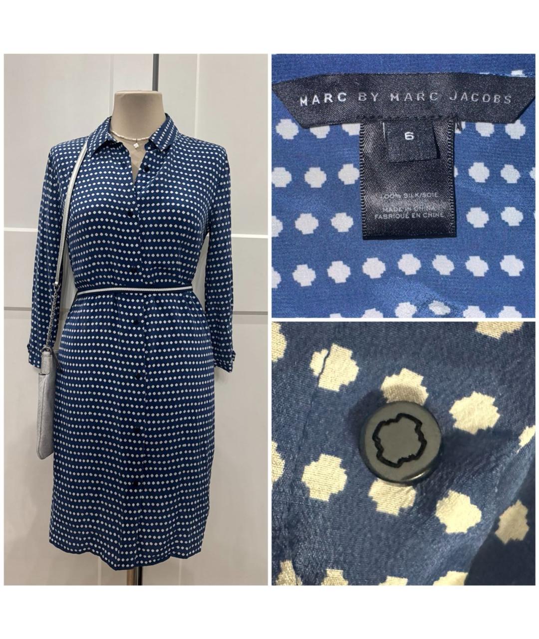 MARC BY MARC JACOBS Синее шелковое повседневное платье, фото 6