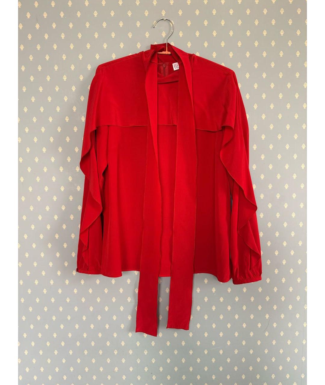 RED VALENTINO Красная шелковая блузы, фото 8