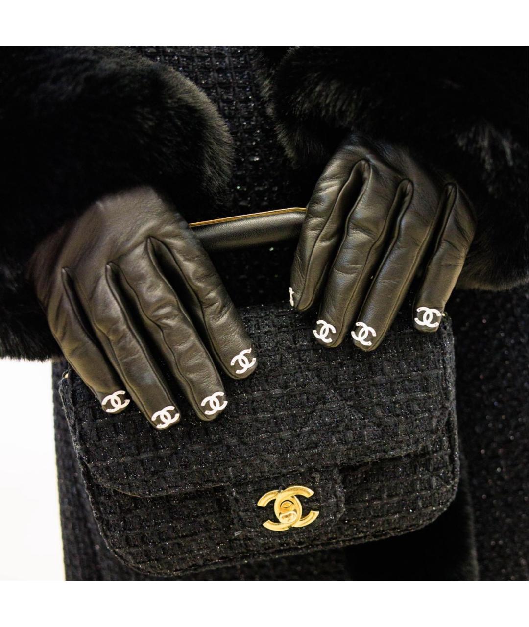 CHANEL Черные кожаные перчатки, фото 3
