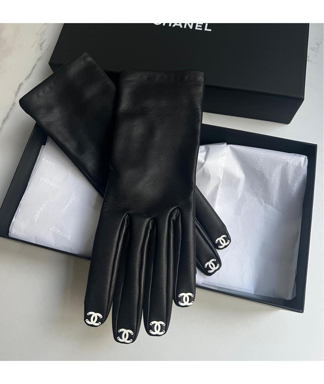 CHANEL Черные кожаные перчатки, фото 7