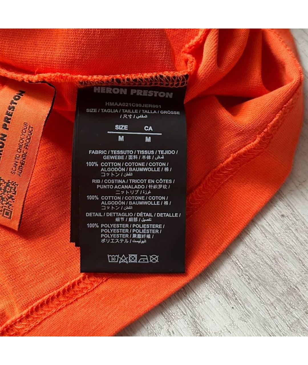 HERON PRESTON Оранжевая хлопковая футболка, фото 7