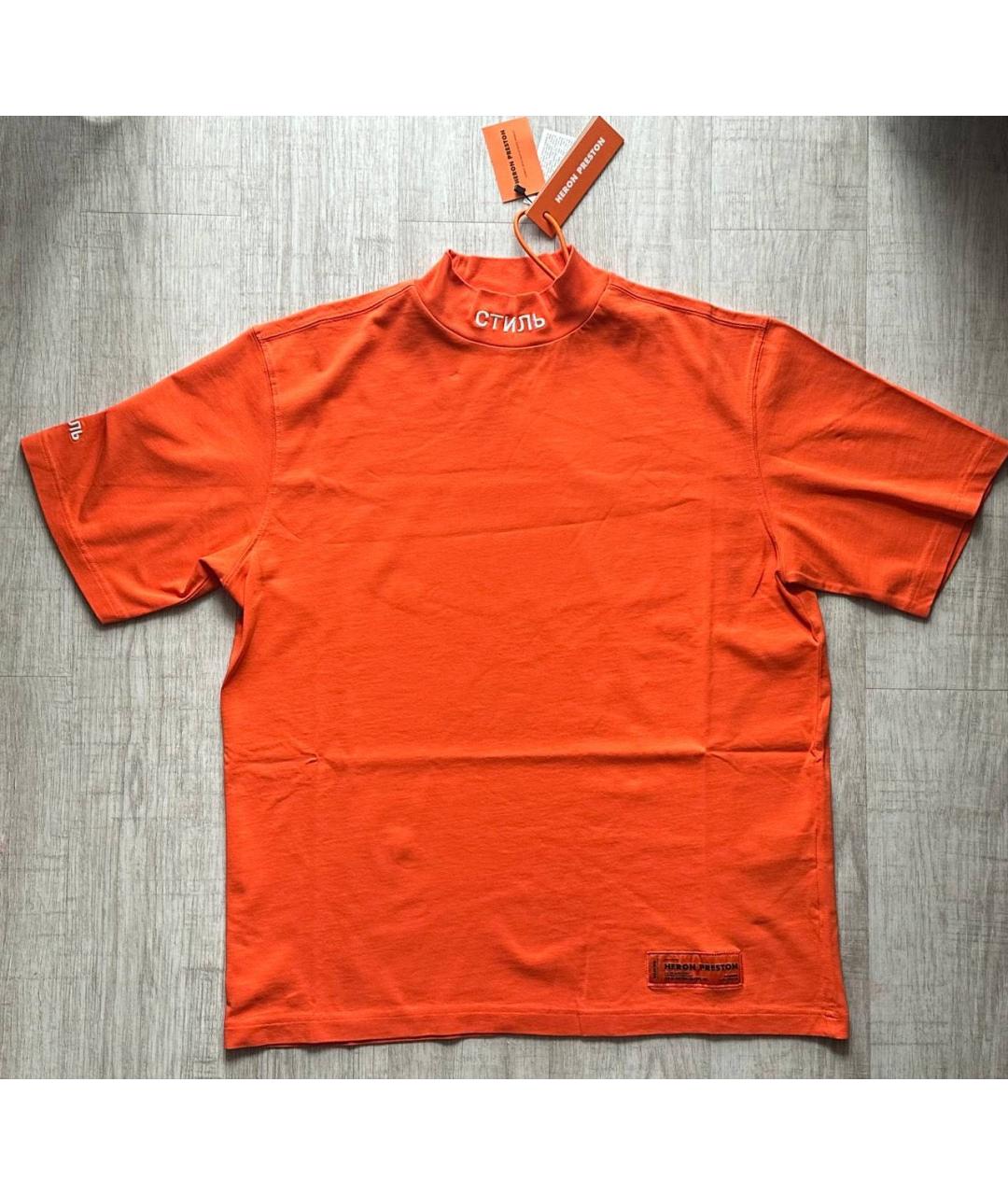 HERON PRESTON Оранжевая хлопковая футболка, фото 8