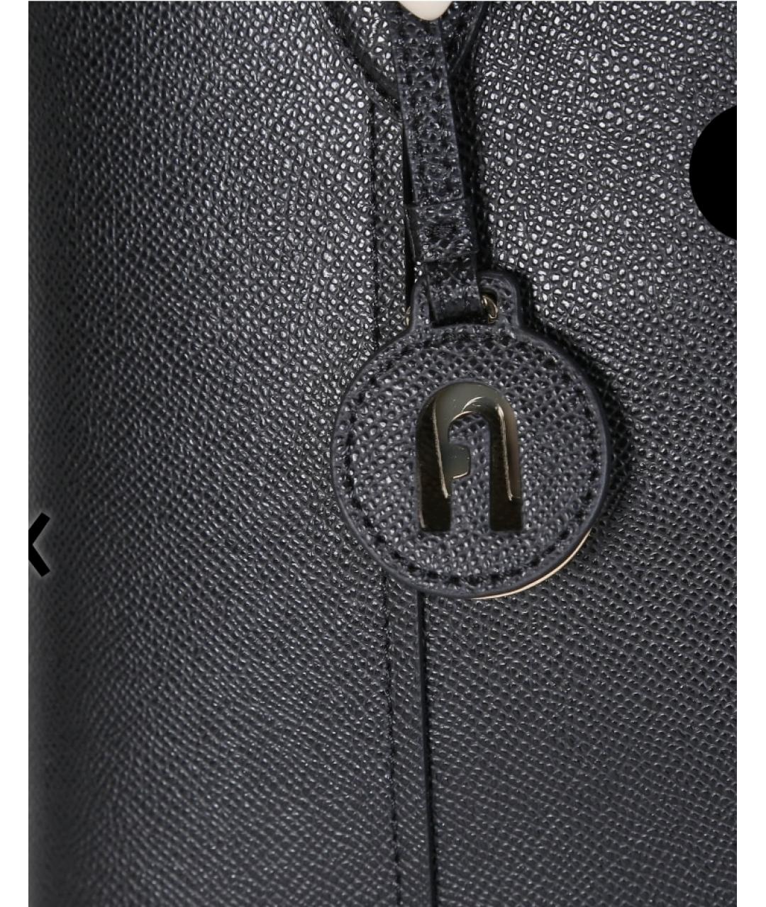 FURLA Черная кожаная сумка тоут, фото 5