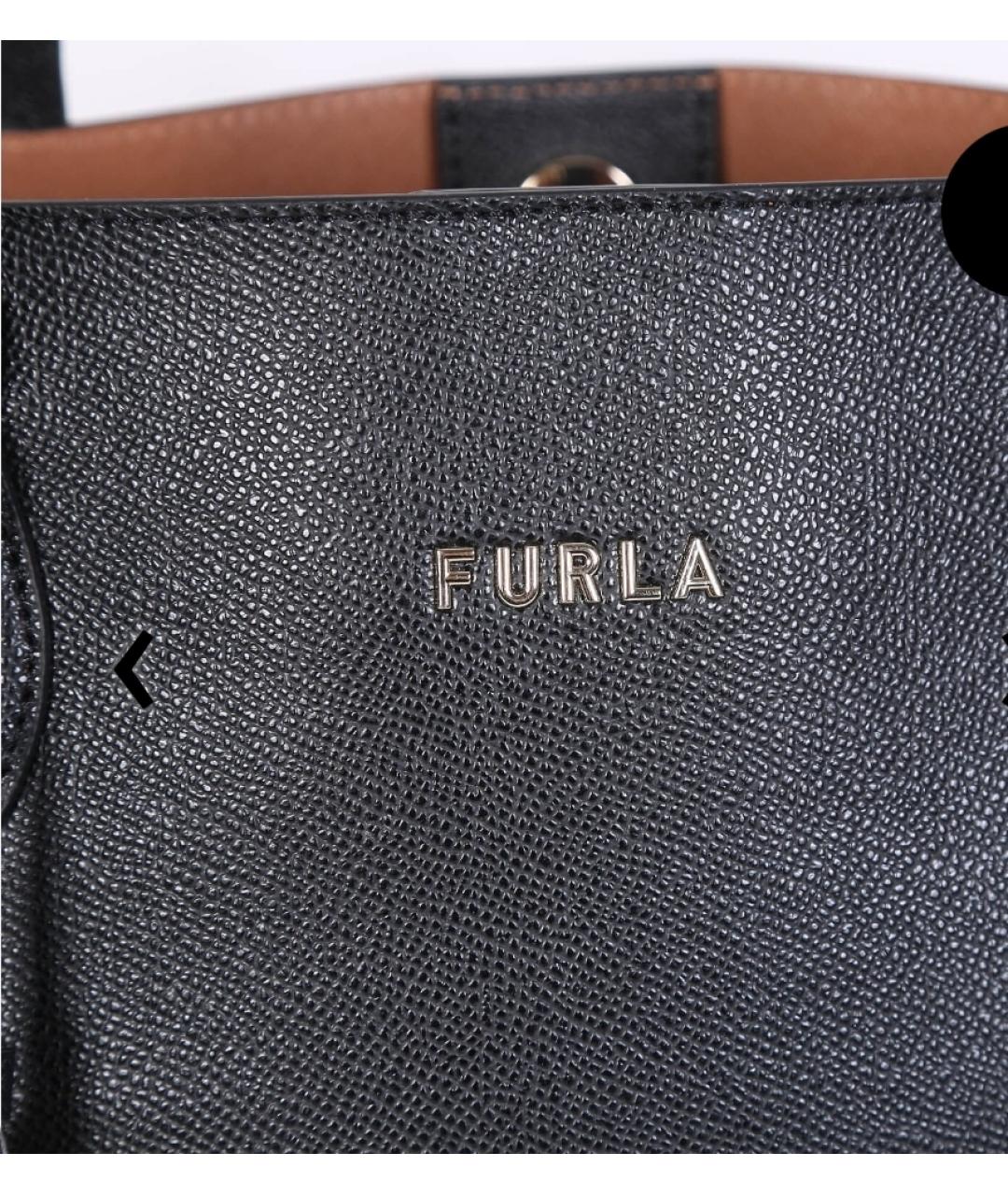 FURLA Черная кожаная сумка тоут, фото 4