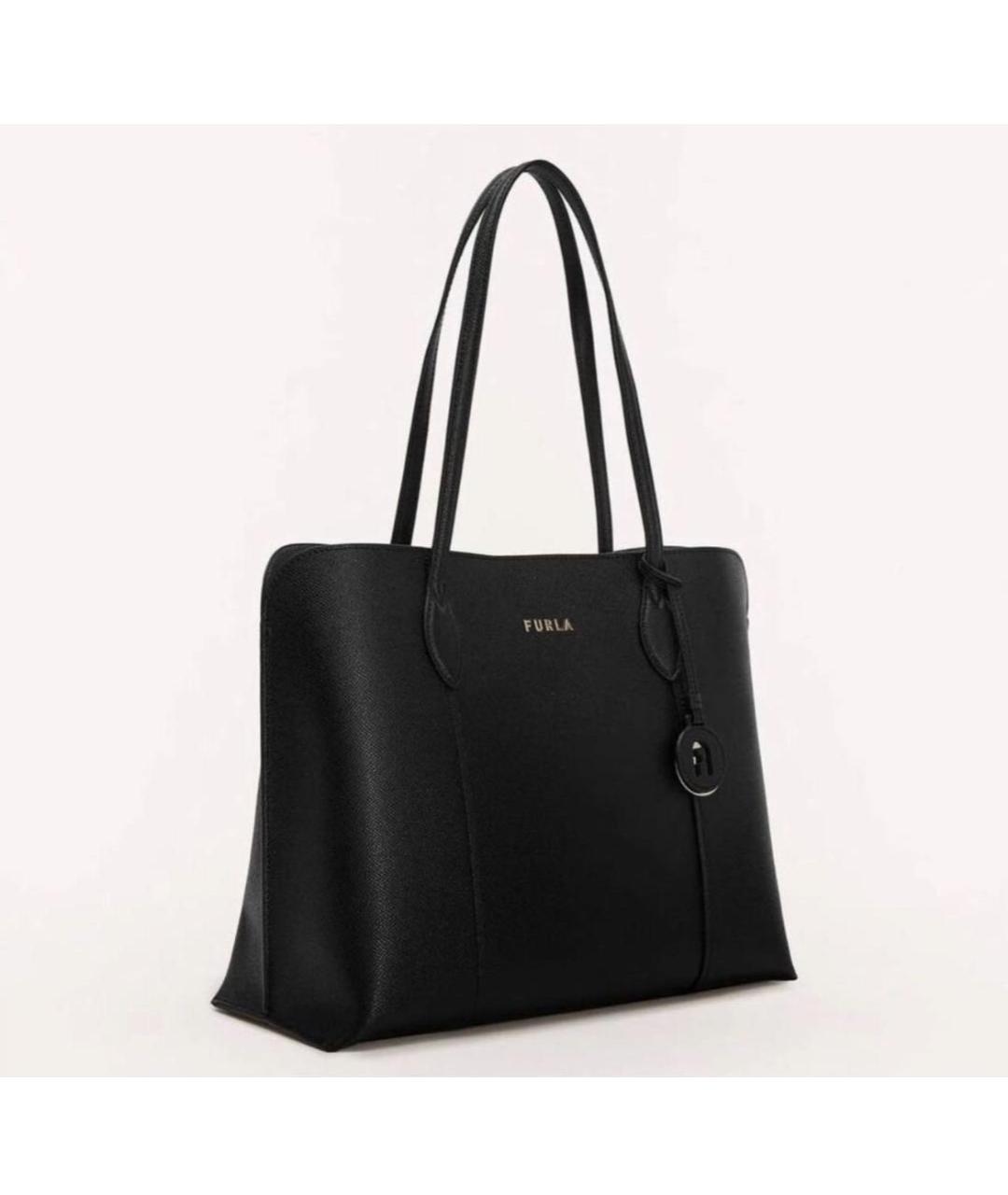 FURLA Черная кожаная сумка тоут, фото 2