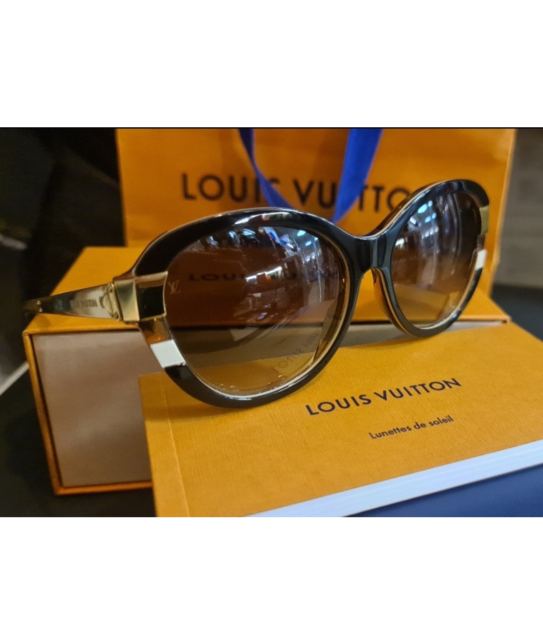 LOUIS VUITTON PRE-OWNED Золотые солнцезащитные очки, фото 2