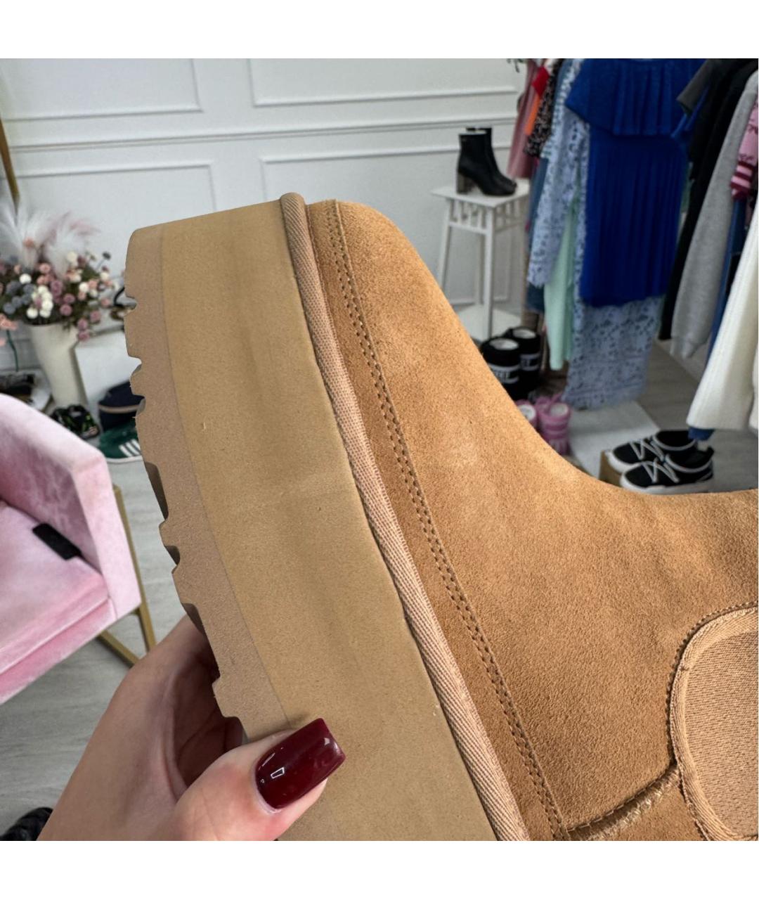 UGG AUSTRALIA Коричневые замшевые сапоги, фото 6