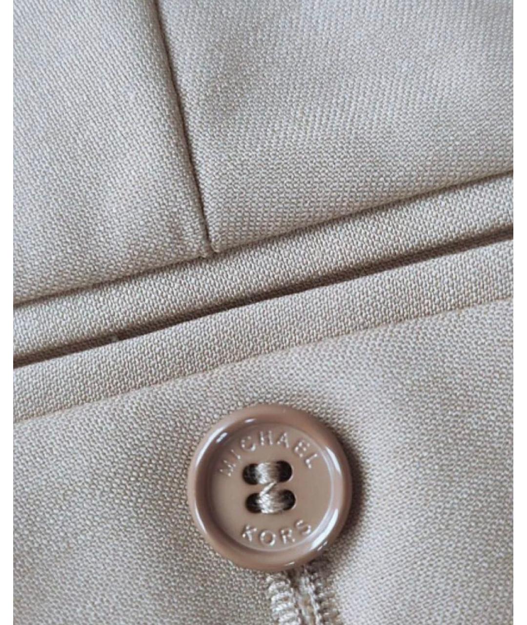 MICHAEL KORS Бежевые шерстяные прямые брюки, фото 4