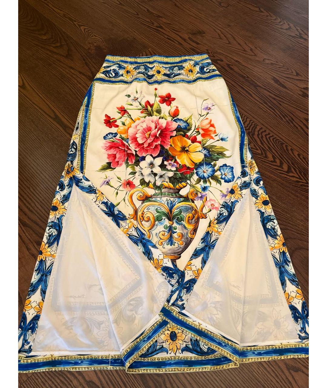 DOLCE&GABBANA Мульти шелковая юбка макси, фото 4