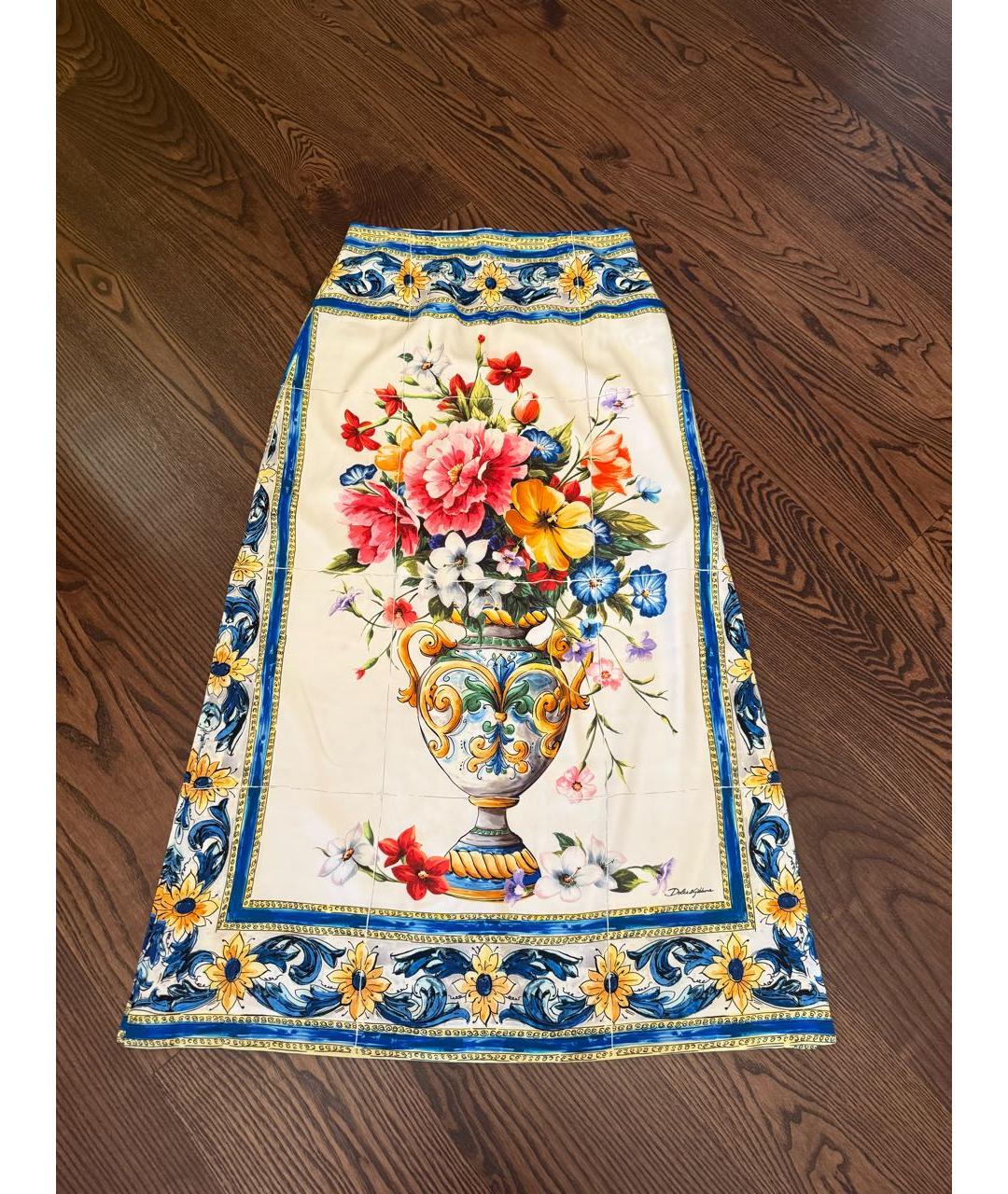 DOLCE&GABBANA Мульти шелковая юбка макси, фото 9