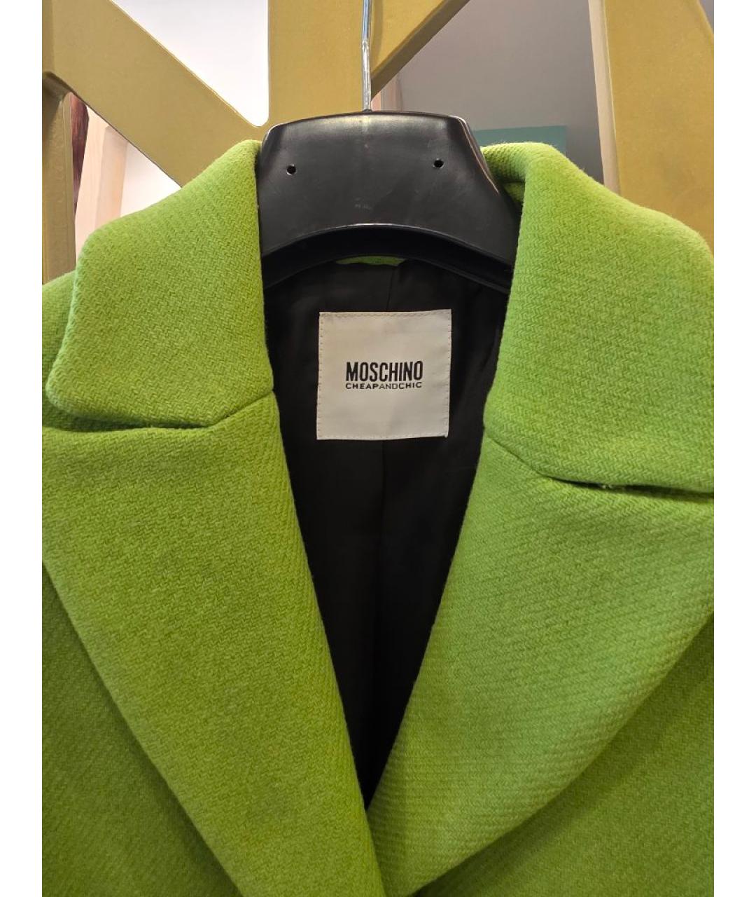 MOSCHINO Зеленые шерстяное пальто, фото 4