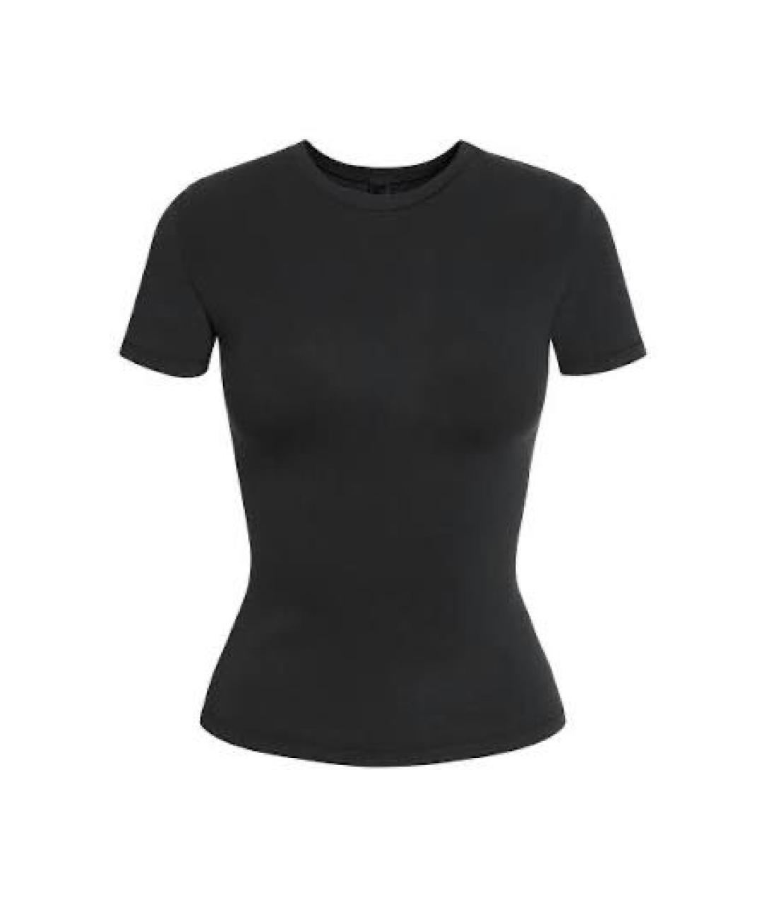 SKIMS Черная хлопко-эластановая футболка, фото 8