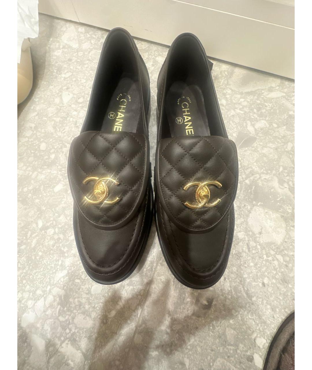 CHANEL Коричневые кожаные лоферы, фото 6
