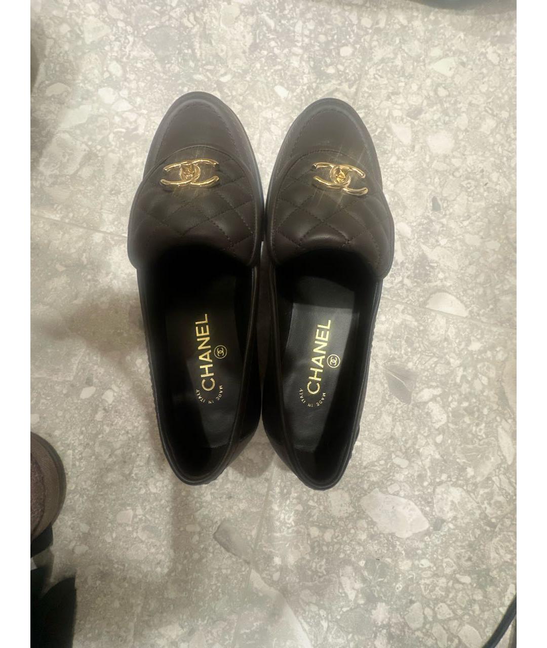 CHANEL Коричневые кожаные лоферы, фото 2