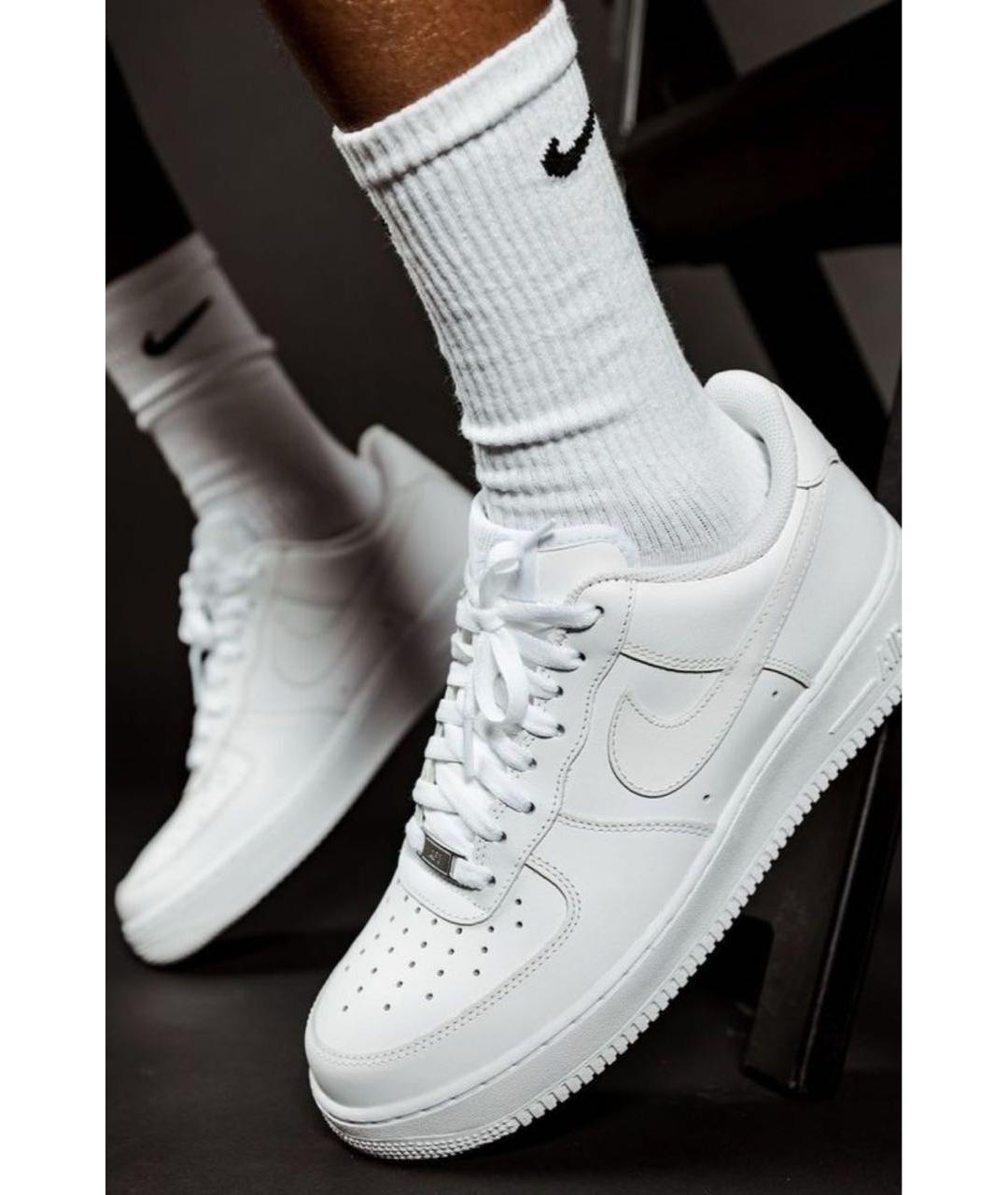 NIKE Белые кожаные низкие кроссовки / кеды, фото 5
