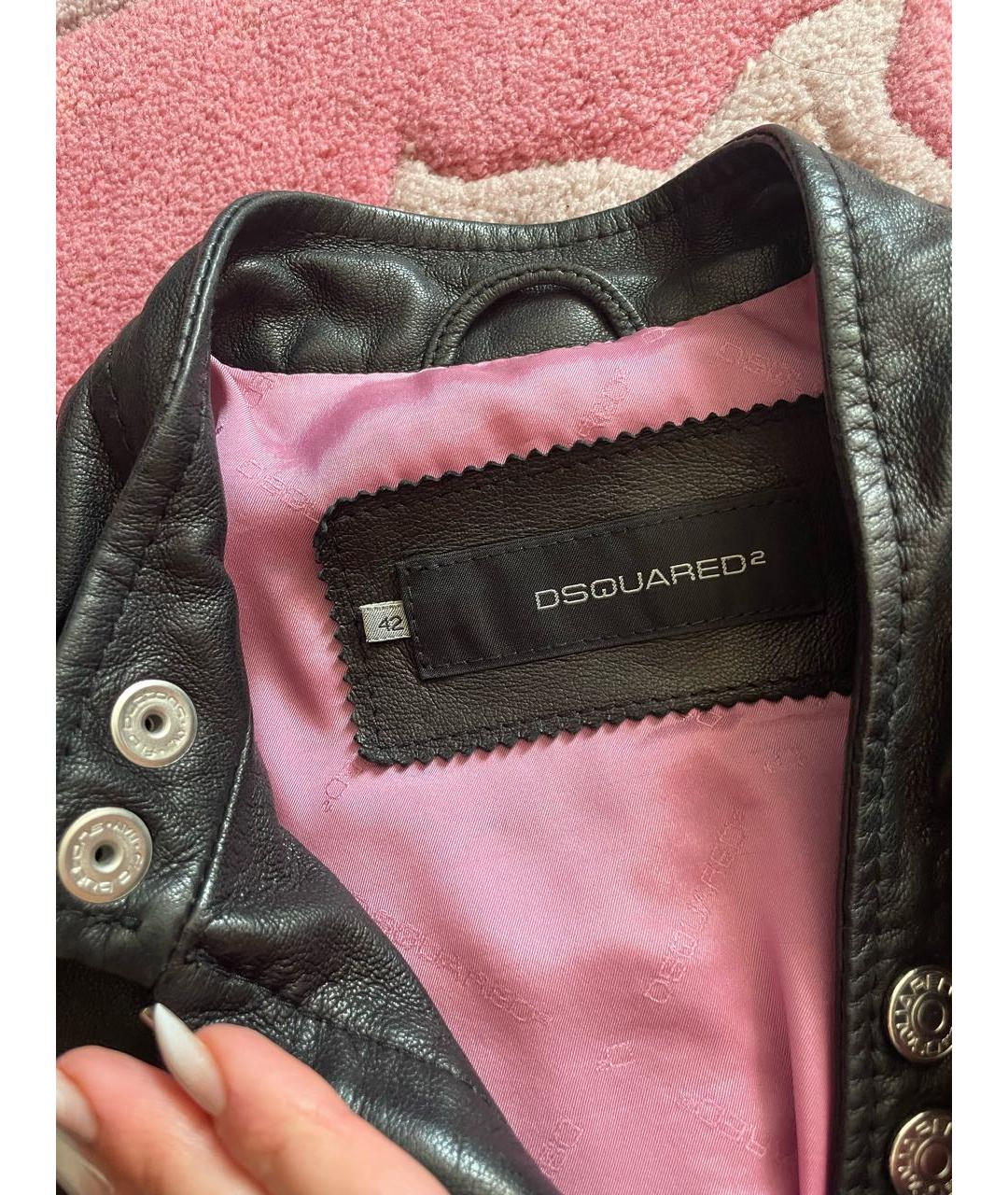 DSQUARED2 Черная кожаная куртка, фото 3