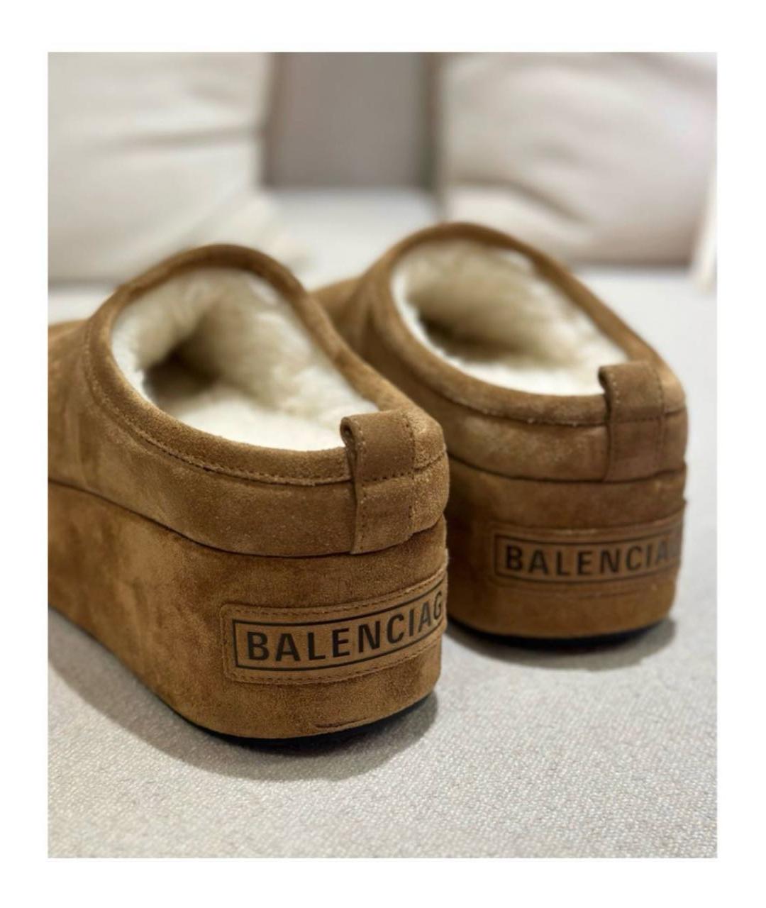 BALENCIAGA Горчичные замшевые мюли, фото 6