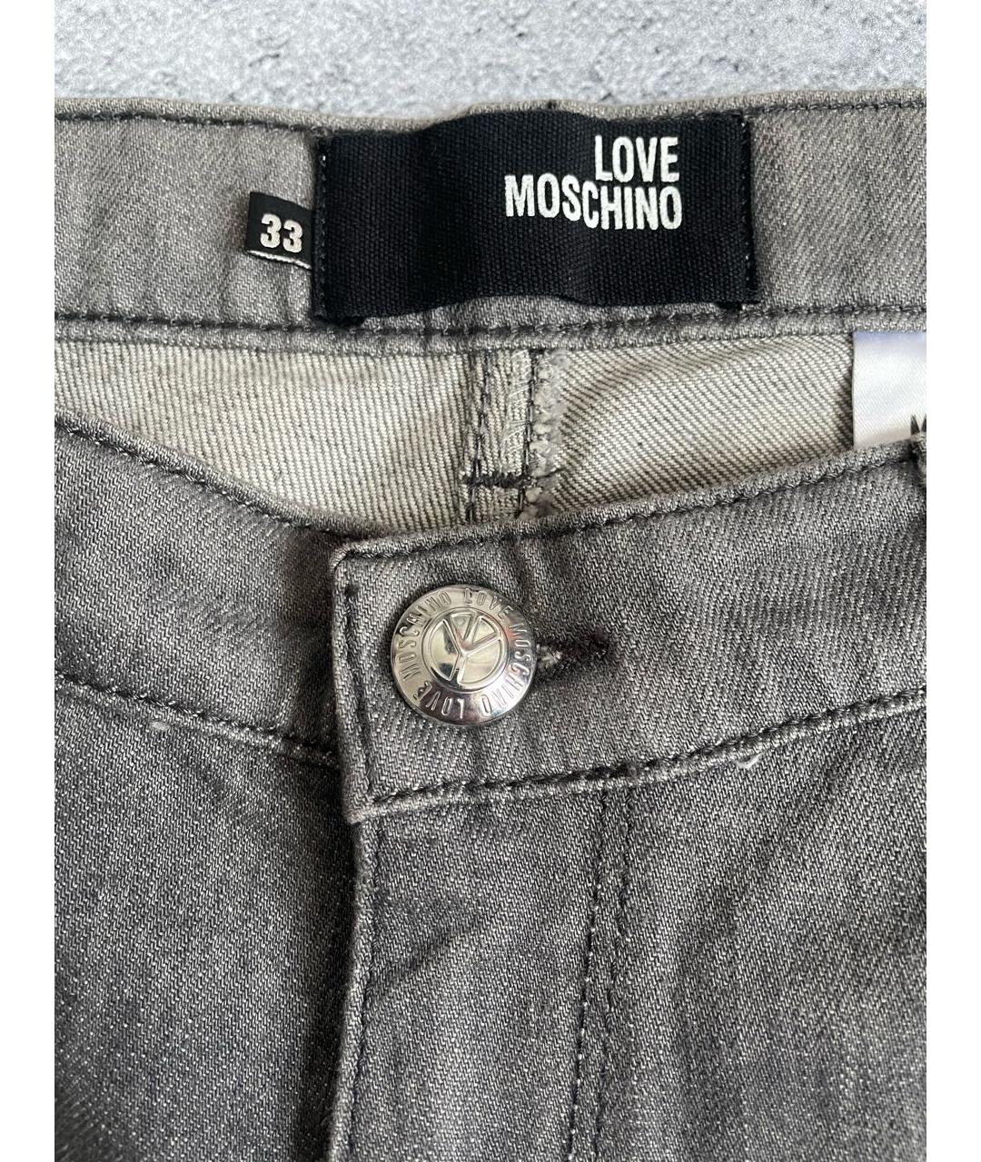 LOVE MOSCHINO Серые хлопко-эластановые прямые джинсы, фото 5