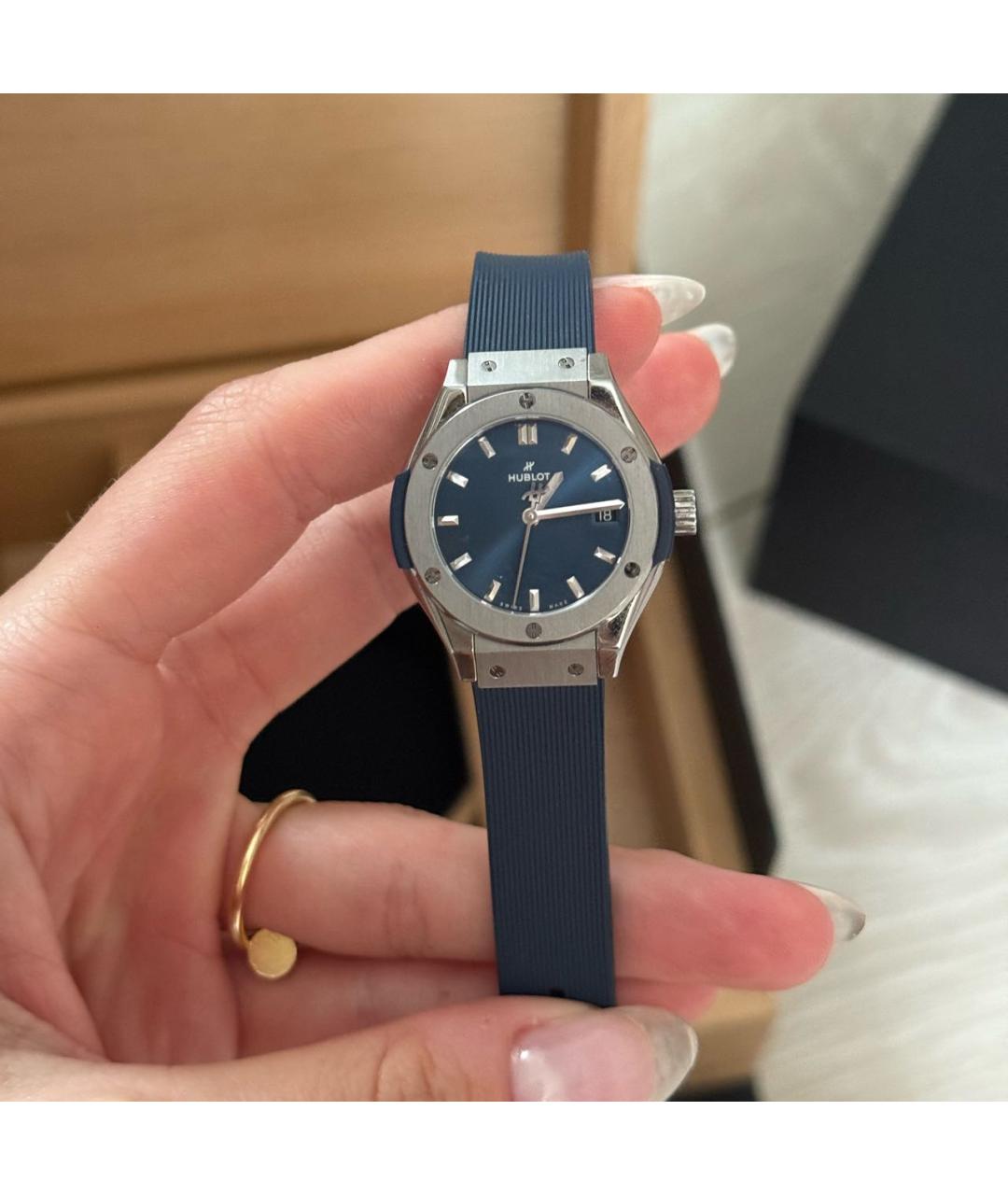 HUBLOT Темно-синие титановые часы, фото 5