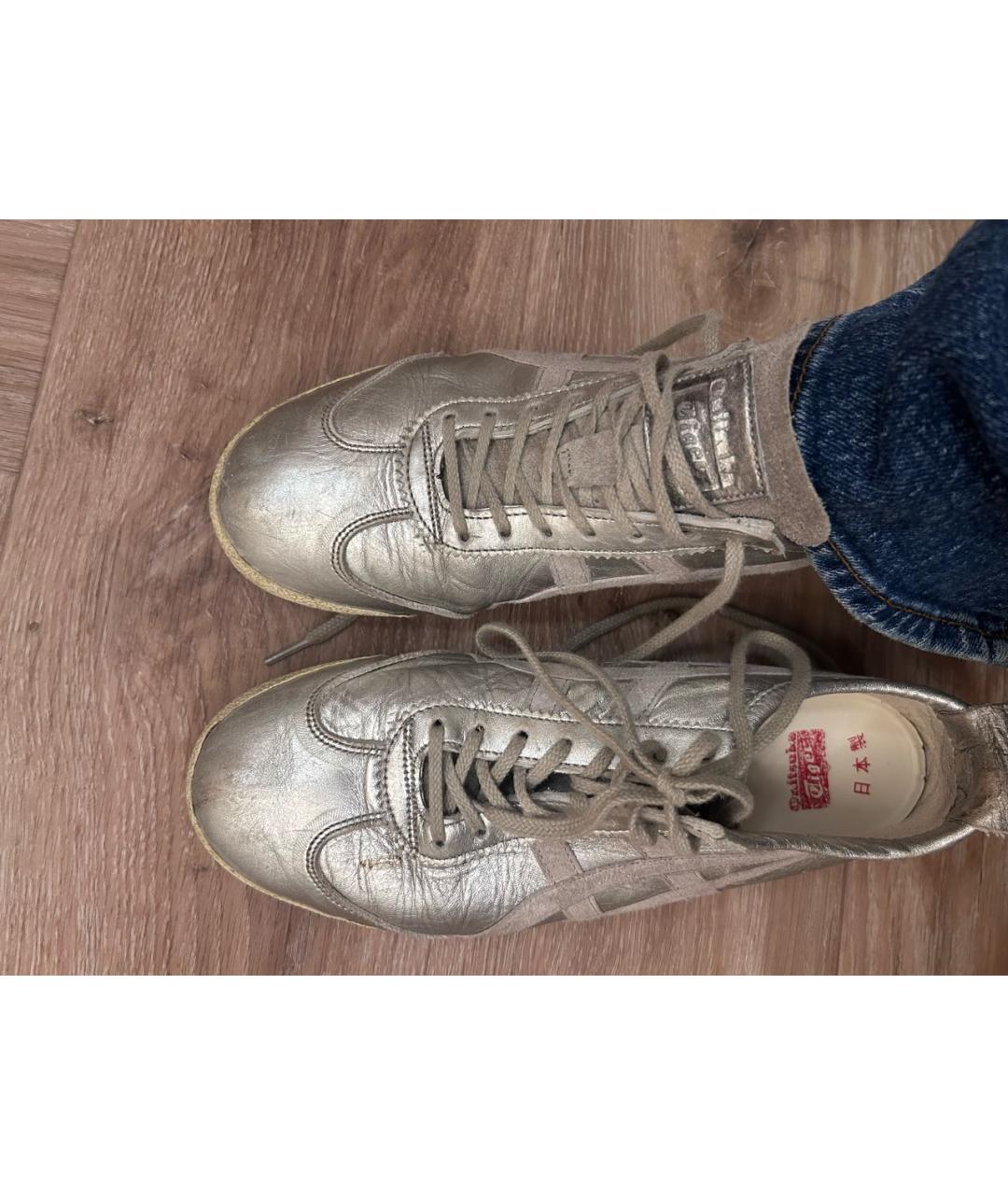 ONITSUKA TIGER Серебряные кожаные кеды, фото 2