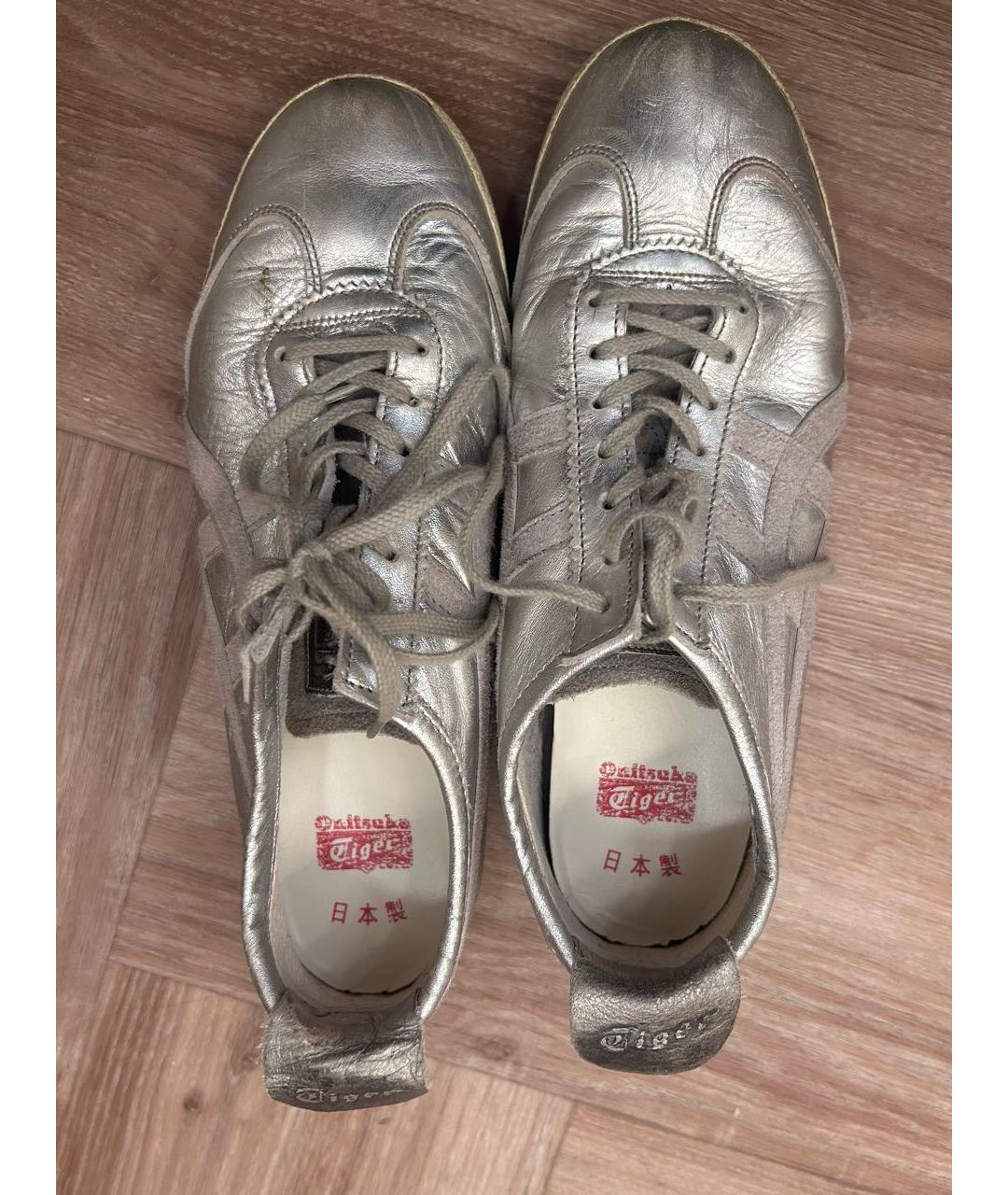 ONITSUKA TIGER Серебряные кожаные кеды, фото 3